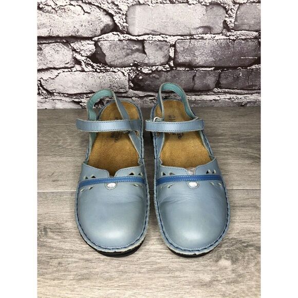 Naot Sky Blue Leather Mary Jane Strap Clogs Comfort Shoes Women Sz 38EU/7.5M US - Picture 16 of 16